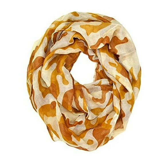 Camouflage Camo Print Soft Infinity Loop Scarf (Beige)