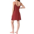 thumbnail image 3 of INSPIRE CHIC Womens Nightgown Sleeveless Cami Slip Sexy Mesh V Neck Chemise Backless Lingerie Nightshirt M Wine, 3 of 6