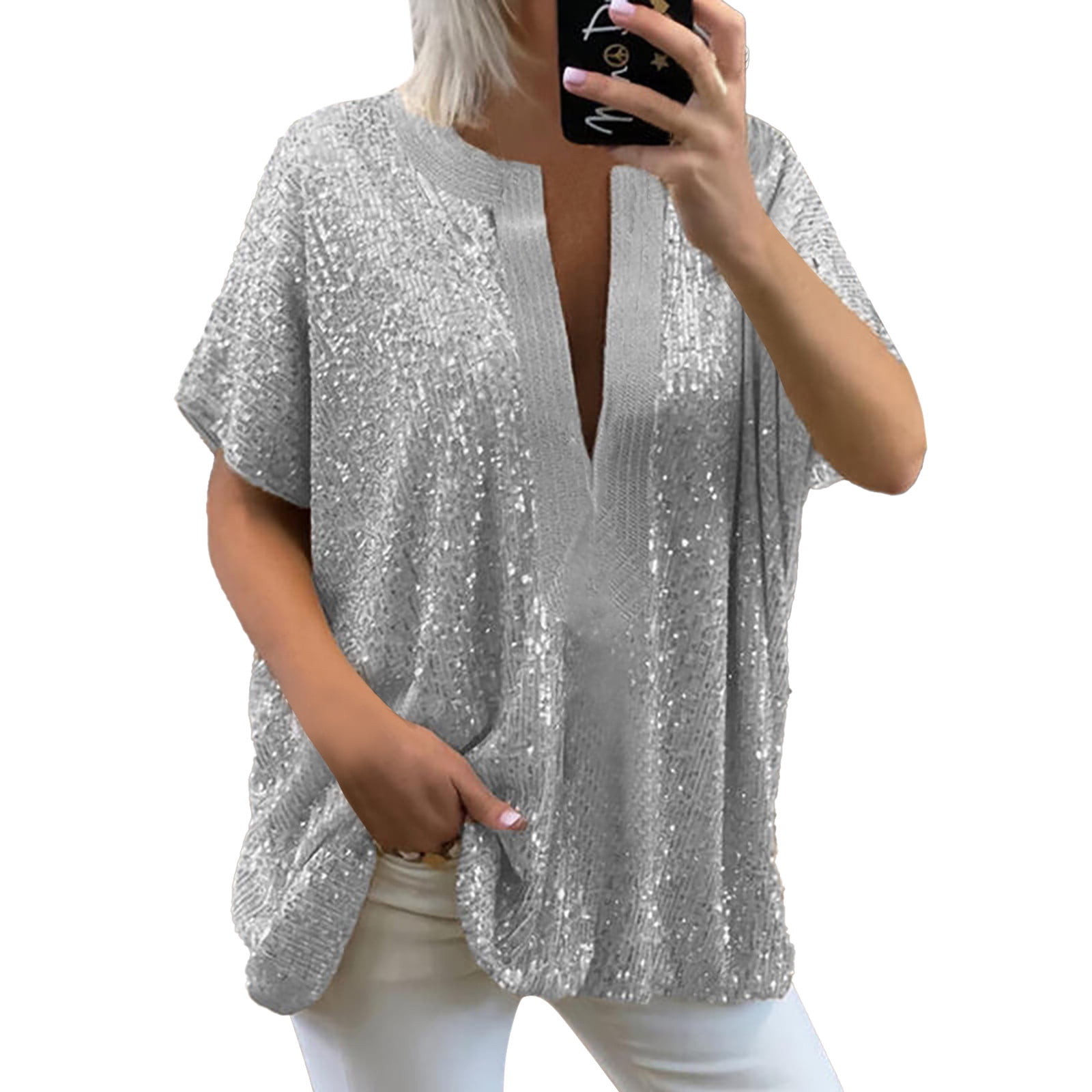 silver chiffon blouse