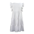 thumbnail image 3 of SAYOO Fashion Ruffle Sleeve Solid Color Dress Stylish Dress for Shopping Daily Wear for Women, 3 of 6