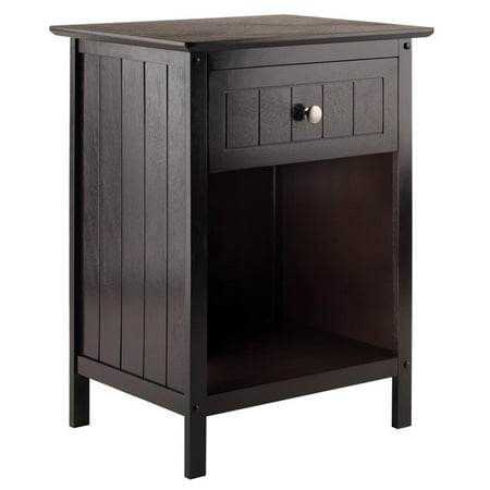 Pemberly Row Transitional Solid Wood Storage End Table with Drawer in Coffee