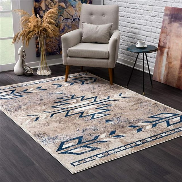 HomeRoots 390157 2 x 22 in. Boho Chic Runner Rug, Beige & Blue
