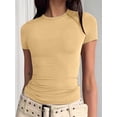 thumbnail image 4 of Women'S Casual Basic Going Out Crop Tops Slim Fit Short Sleeve Crew Neck Tight T Shirts Short-Sleeve No.110 S, 4 of 8
