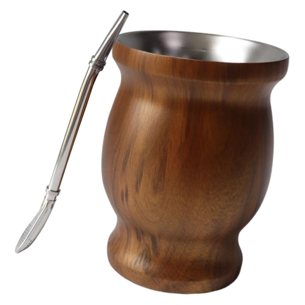 Juego de tazas para Yerba Mate, aislamiento térmico, regalo, portátil, para té y café Marrón