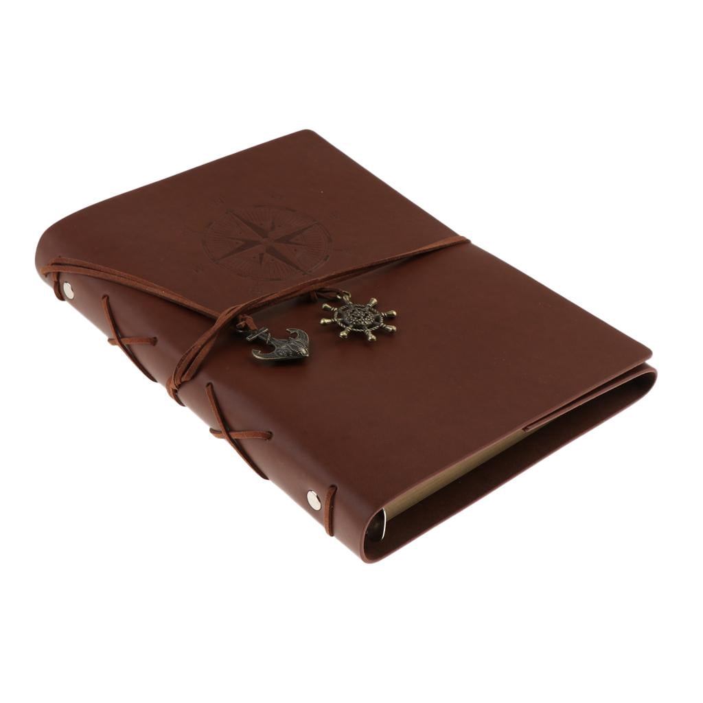 Axioma Retro Leather Cover Loose Leaf Blank Notebook A5 Journal Writing Notebook for Brown