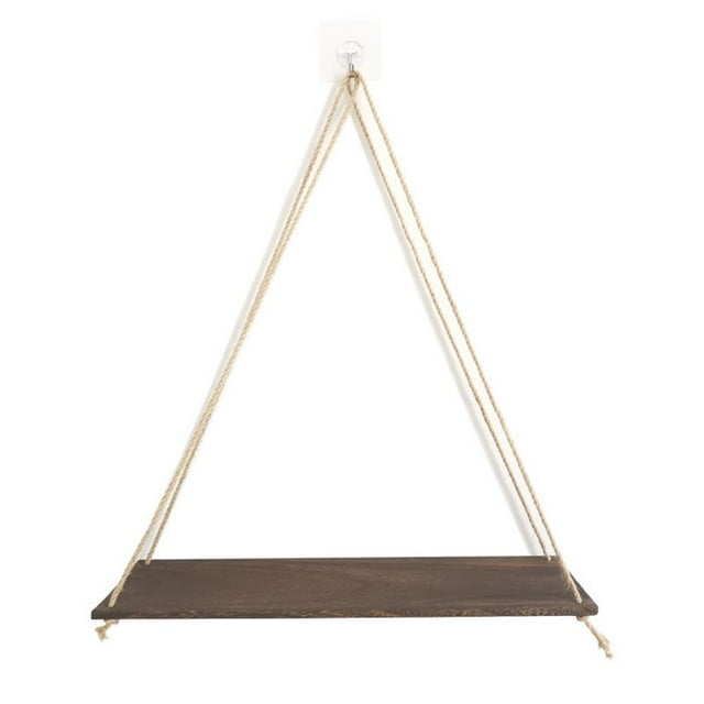 Premium Wood Swing Hanging Rope Wall Mounted Floating Shelves – Plant Flower Pot