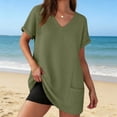 thumbnail image 2 of Womens Swimsuit Cover Up Short Sleeve V Neck Bathing Suit Civerup Summer Casual Beach Dresses Plus Size Fashion, 2 of 7