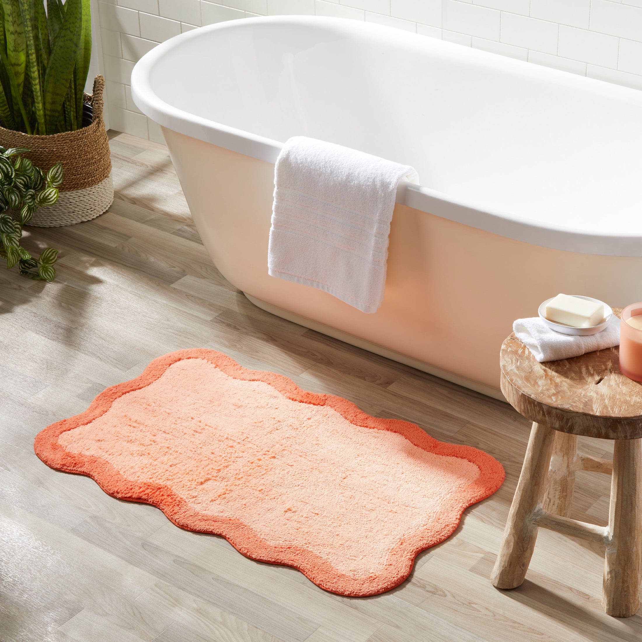 Mainstays by Becky G. & Alejandra 100% Cotton Scallop Bath Rug, Mimosa Light, 20" x 34"