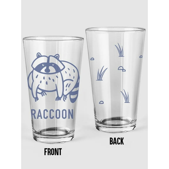 Smartprints Raccoon On The Ground Pint Glass -Image by Shutterstock, 16 oz Transparent Glass