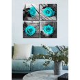 thumbnail image 2 of Bedroom Decor - Teal Rose Flowers Canvas Wall Art - Turquoise Decor for Living Room Black and White ons Artwork Painting Modern Wedding for Couple Stretched and Framed, 2 of 6