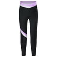thumbnail image 3 of Lejafay Kids Girls Athletic Leggings Sport Gymnastics Skinny Pants Dance Running Figure Skating Yoga Light Purple 12, 3 of 6