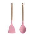 thumbnail image 1 of Los utensilios de cocina del utensilio de cocinar del silicón fijaron, manijas de madera del utensilio de cocina del silicón de 2 pedazos, 1 of 5