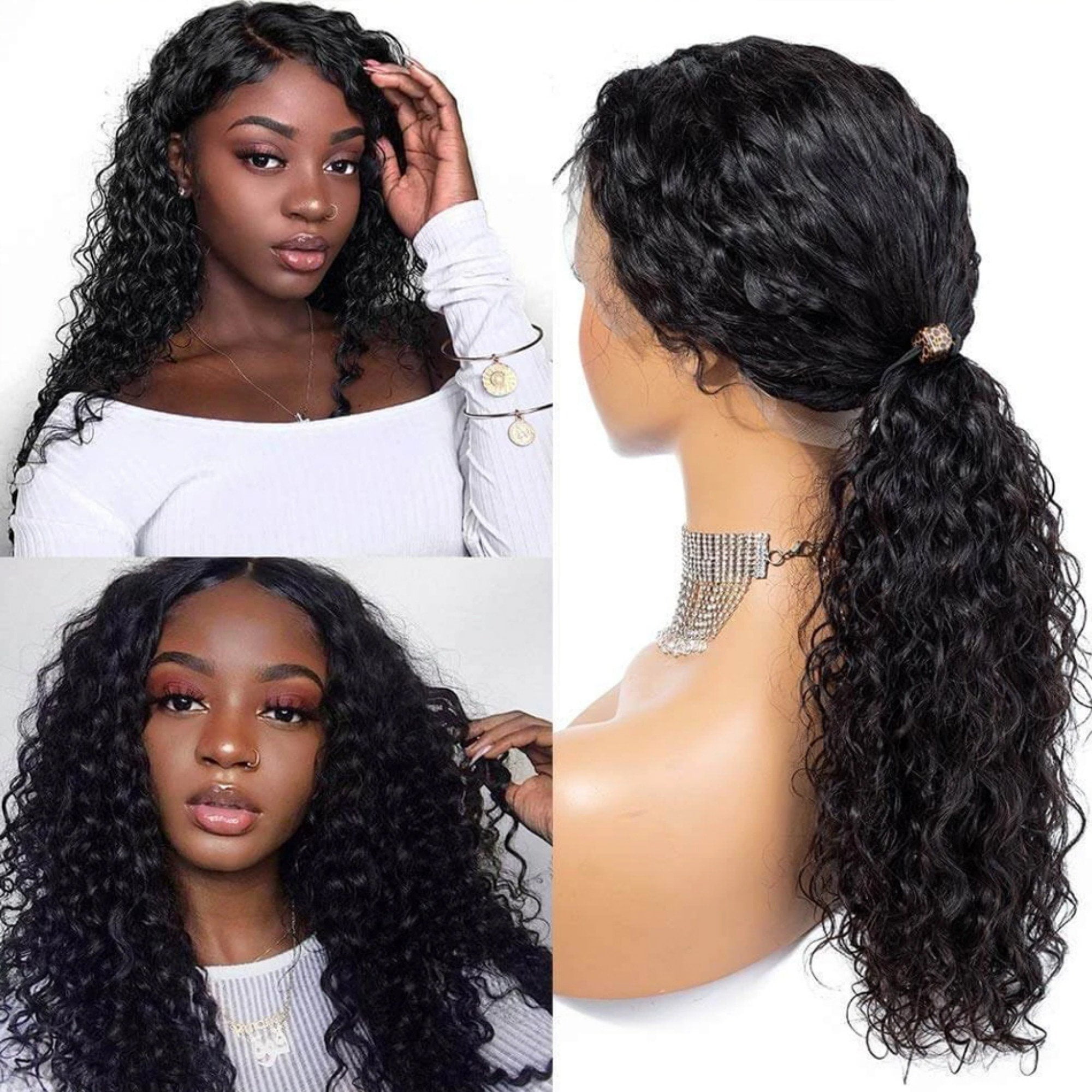 Beauhair 4×4 Kinky Curly Lace Closure Wigs Human Hair Lace Wig Brazilian  Hair Wig 180% Density for Black Women Natural Color 28 inch 