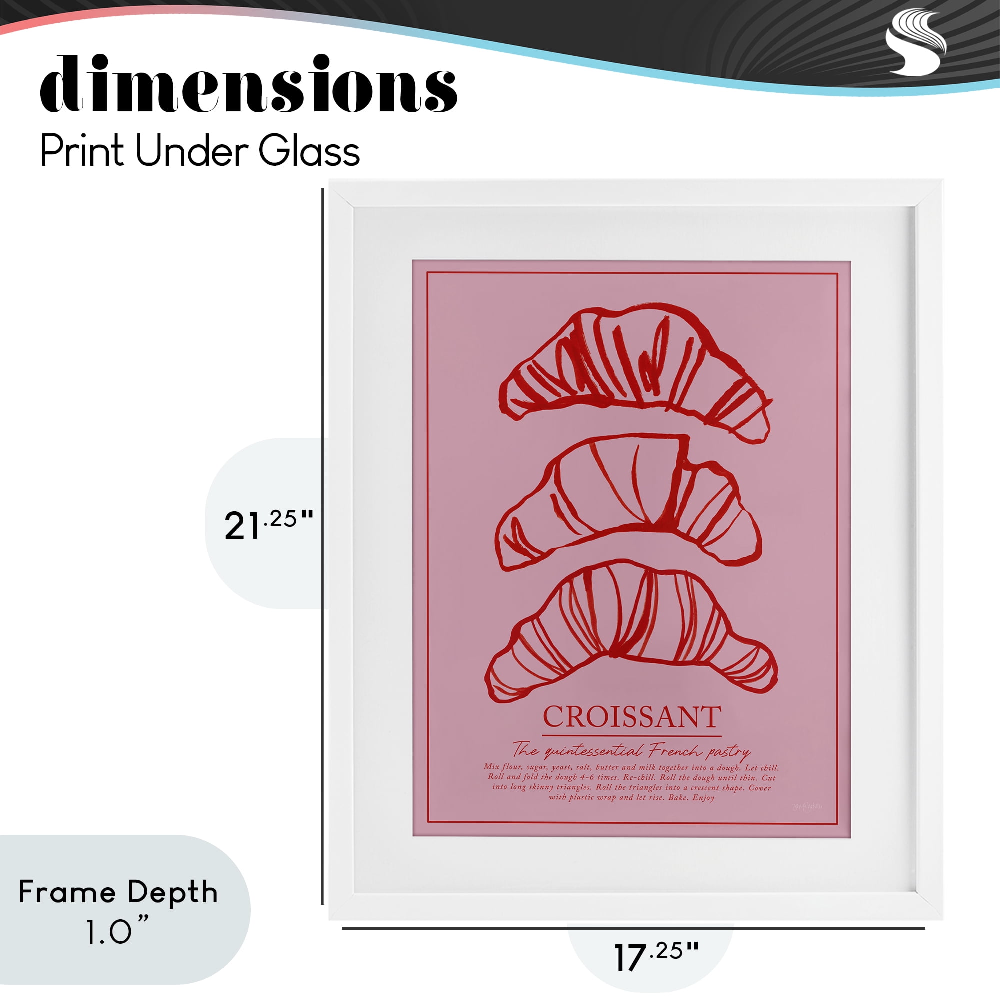 Stupell Industries Croissant Breakfast Pastry White Framed Print Under Glass, design by Jenaya Jackson