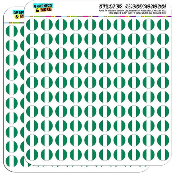 Nigeria National Country Flag 200 1/2" (0.5") Planner Calendar Scrapbooking Crafting Stickers
