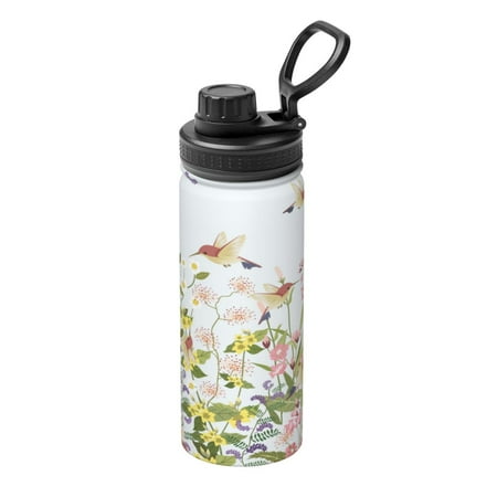 

Gaeub hummingbird in floral Print Stainless Steel Water Bottle 18oz Sports Insulated Kettle for Women Men Suitable as a Gift