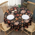 thumbnail image 3 of Fall Football and Autumn Leaves Pattern Round Tablecloth 60" X 60",Wrinkle Wipeable Table Cloth for Kitchen Dining Room Picnic Patio Party, 3 of 6