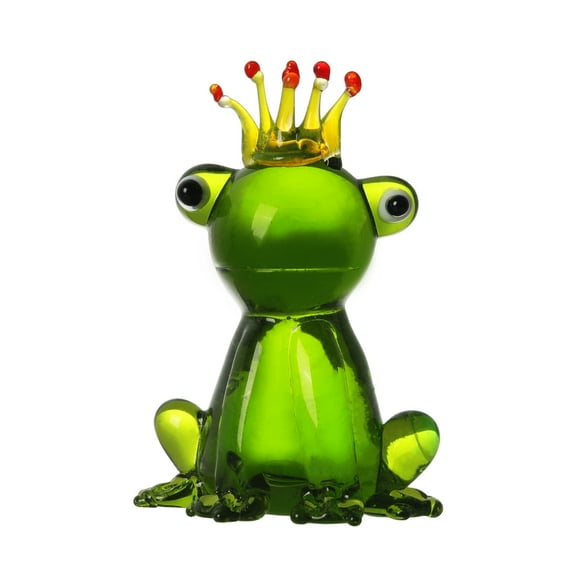 Small Glass Frog Figurine Collection Paperweight Table Centerpiece Ornament，Frogs With Crowns