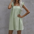 thumbnail image 2 of Summer Fashion Dresses for Women 2024 Plus Size Camisole Skirt Loose Ruffled Solid Color Cotton Linen Dress, 2 of 9