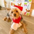 thumbnail image 4 of Pet Dog Christmas Scarf Hat Set Soft Comfortable Winter Neck Warmer Scarf Christmas Party Dress Up Clothes, 4 of 9
