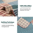 thumbnail image 4 of 3 Piece Quilt Set King Size Bedspread Coverlet Mens Plaid Patchwork Bedding Reversible Quilt Queen Microfibers Bedspread Coverlet Lightweight Bedding for All Season Cyan Blue, 4 of 7