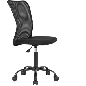 Office Chair Mesh Chair Ergonomic Computer Chair Cheap Chair No Arms Height Adjustable Swivel Chair with Lumbar Support for Office, Home, School (Black