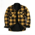 thumbnail image 4 of QHRMKOG Men Flannel Shirt Loose Fit Full Length Sleeve Button Down Shirt Jacket Winter Warm Fleece-Lined Jacket Casual Coat Yellow 3XL, 4 of 4