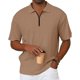 thumbnail image 1 of Blusa y camisa de manga corta con cuello vuelto para hombre, holgada, de punto, de verano, con cuello, transpirable, con cremallera, de manga corta, para hombre, 1 of 3