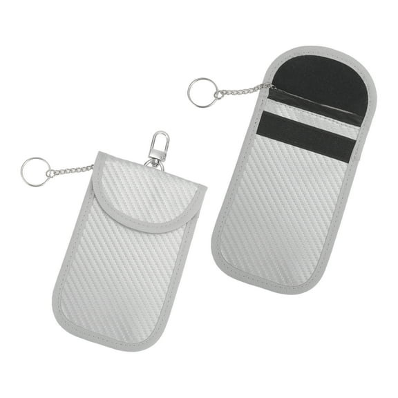 Unique Bargains 2 Pcs, Faraday Pouch, RFID Signal Blocking Bags Carbon Fiber Silvery White