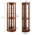 thumbnail image 5 of Miniyam 6 Shelf Corner Curio Display Cabinet with Lights, Glass Doors, Walnut, 5 of 9
