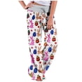 thumbnail image 2 of Tbopshirt Capri Pants for Women Women's Spring/Summer High Waist Pants Printed Fashion Flower Print Waist Wide Leg Pants Women's Plus Size, 2 of 6