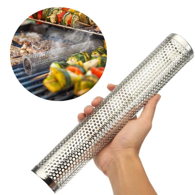 Barbecue Rond Tube de Fumage Chaud Froid Générateur de Fumée en Acier Inoxydable Granulés de Bois Cuisine Extérieure Fournitures de Barbecue-Section Ronde