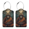 thumbnail image 3 of Junzan Banana Leaf Meditating Gorilla for Luggage Tags,Leather Luggage Tags for Suitcases Travel Tags Privacy Cover ID Label with Stainless Steel Loop for Travel Bag Suitcase-2 PCS, 3 of 5