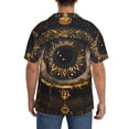 thumbnail image 3 of Logiee Mystical Golden Eye Print Men's Button Down Shirts Short Sleeve, Summer Beach Shirts,Vacation Wedding Shirts,Men's Casual Button-Down Shirts with Pocket-Medium, 3 of 5