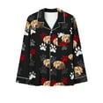 thumbnail image 4 of Tnhcen Women's Cartoon Dog Paw Pattern Long Sleeve Pajamas Set 2 Pieces Button-Down Nightwear Home Clothes Set S-2XL, 4 of 6