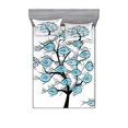 thumbnail image 2 of Ambesonne Fish Fitted Sheet & Pillow Sham Set, Sea Animals on Tree Theme, Twinxl, Blue and Black, 2 of 3