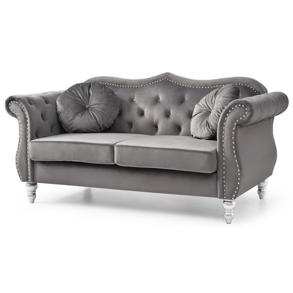Glory Furniture Hollywood Loveseat in Dark Gray Color