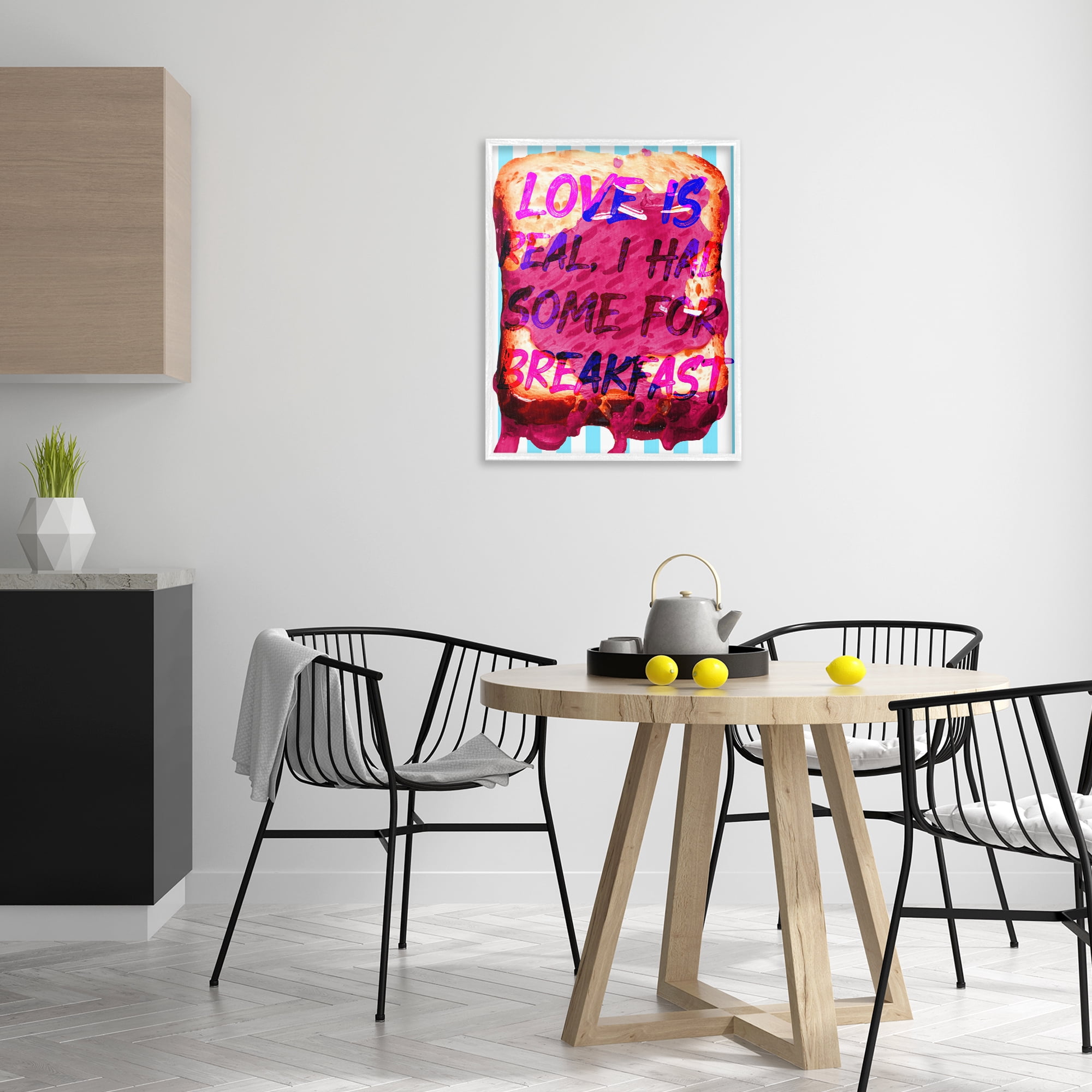 Stupell Industries Love Is Real Breakfast Food & Beverage Painting White Framed Art Print Wall Art, 24 x 30