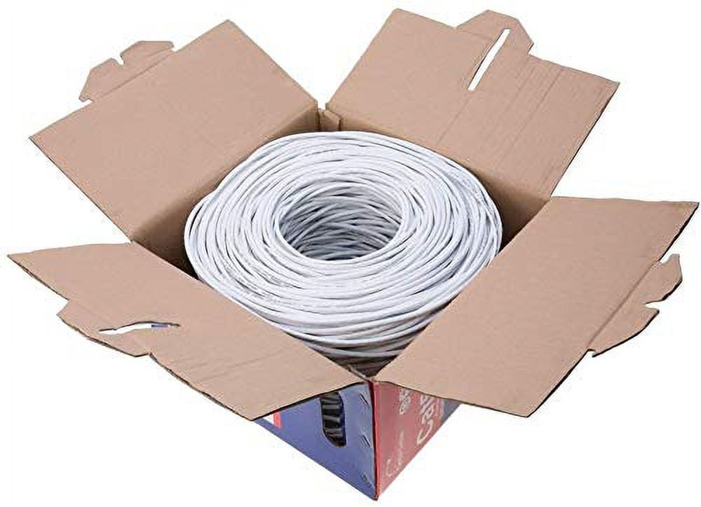 Cat6 Ethernet Cable 1000ft Bulk Pull Box, 23AWG Solid UTP LAN Wire, 550MHz RJ45 Network Cable, Copper Clad Aluminum (CCA), White, Cables Direct Online