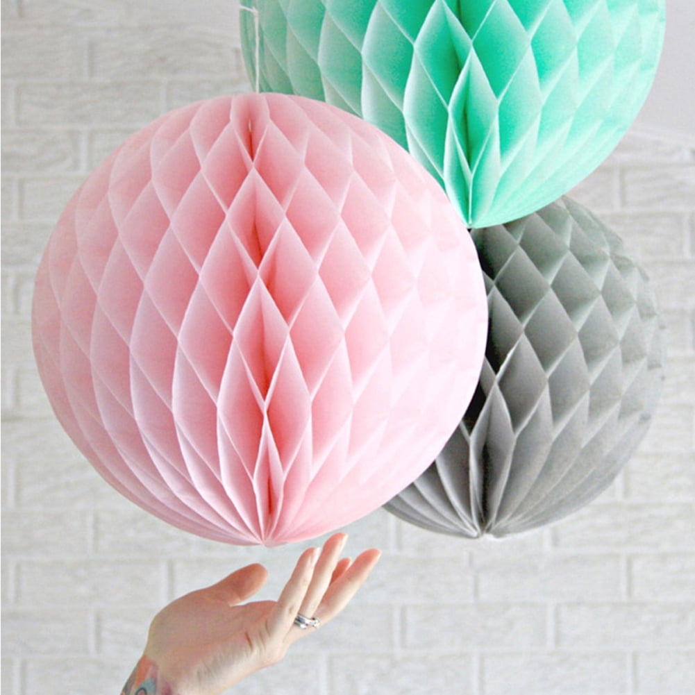 5pcs Tissue Paper Pom Poms Honeycomb Balls Hanging Lanterns Wedding Party Decor 