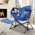 thumbnail image 2 of Ainfox Portable Hammock Camping Chairs with Footrest, Cup Holder, Headrest Cushion Pillow, Rocking, Fodable, Blue, 2 of 7