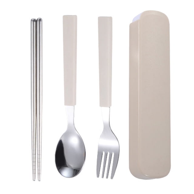 Travel tableware set, stainless steel tableware, reusable tableware, with box, for camping and office