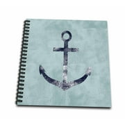 3dRose Nautical Blue Anchor - Mini Notepad, 4 by 4-inch