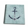 3dRose Nautical Blue Anchor - Mini Notepad, 4 by 4-inch