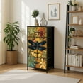 thumbnail image 7 of Dresser for Bedroom with 4 Storage Drawers Vivid Tropical Plants Dragonfly Golden Light Artwork Dressers Chest of Drawers Steel Framed Fabric Closet Organizers for Entryway Home Decor, 7 of 7