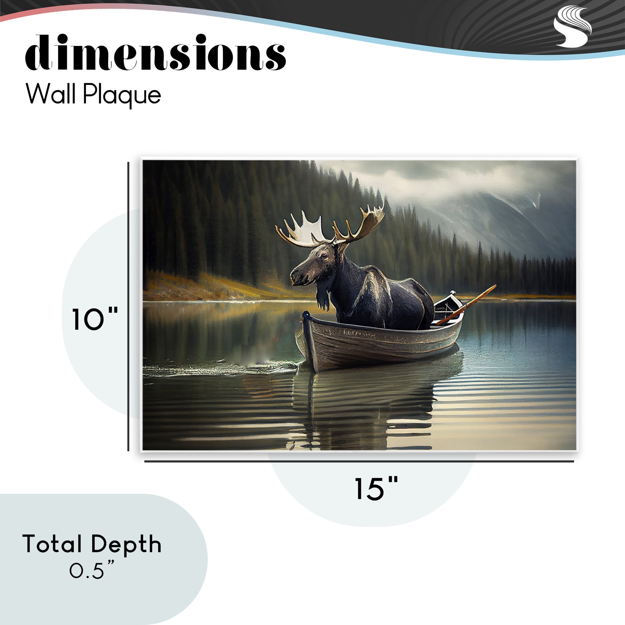 Moose in Canoe Tranquility Wall Plaque Art, design by Sasha