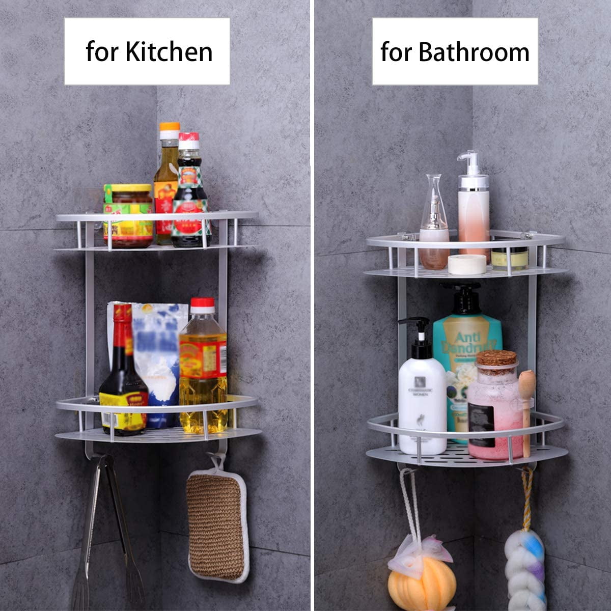 EXLECO Étagère Douche Urale Etagere Salle De Bain Avec 2 Crochets