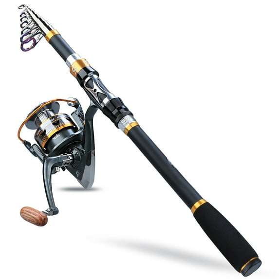 Sougayilang Telescopic Fishing Rod and Spinning Fishing Reel Combo Surf Fishing Pole Reel Set