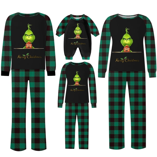 Pijamas navideños a juego Grinch - TKing Fashion 2024 Nuevos conjuntos de pijamas navideños familiares a juego Grinch, pijamas navideños navideños para parejas, adultos y niños, 10 Años