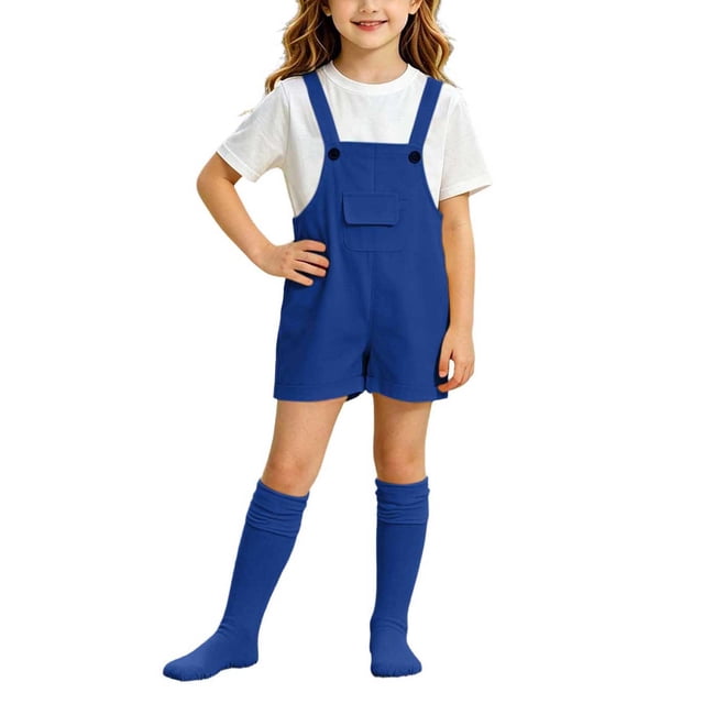 Odeerbi Chicos Niñas 3 Piezas Preppy Outfit Camiseta de Manga Corta y Pantalones Cortos Generales Con Set de Uniforme Escolar de Las Medias